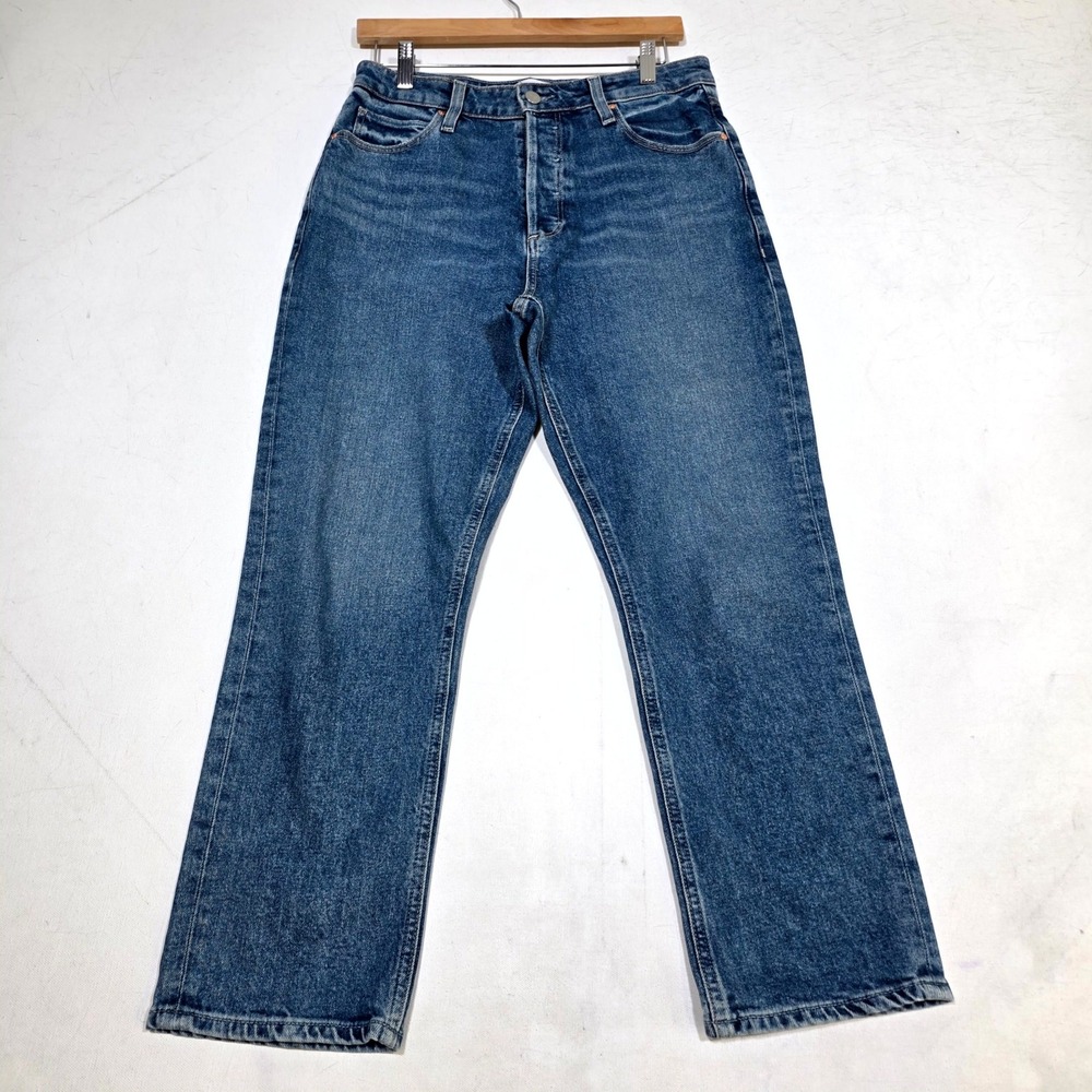 Paige Billy Crop Jeans Womens 28 Blue High Rise Straight Leg Button Fly Denim